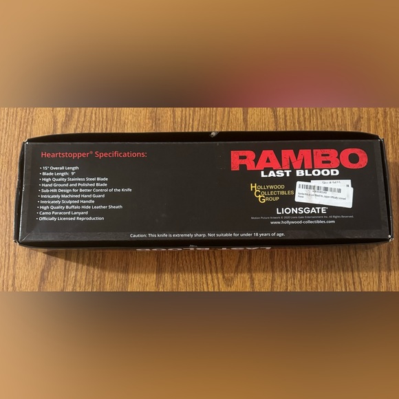 Rambo Last Blood Heartstopper Licensed Tactical Survival Bowie Knife w/Sheath - Picture 4 of 7